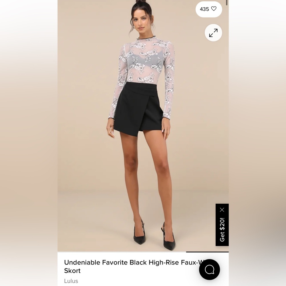 Lulu's Black Asymmetrical Skort Size S
